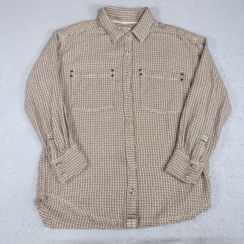 Free People We The Free Plaid Button Down Shirt XS Cotton Oversized Boho Western